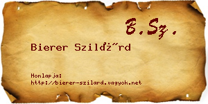 Bierer Szilárd névjegykártya